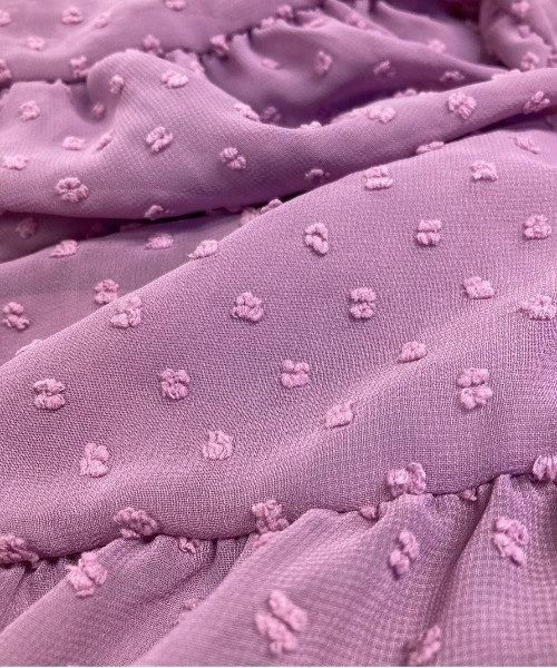 FINEnough(ファインナフ)の「ドットジャガード リボン使いティアードシフォンワンピース(ワンピース・レディース・パープル/グリーン/アイボリー/ブラック・FREE)」の14枚目の写真