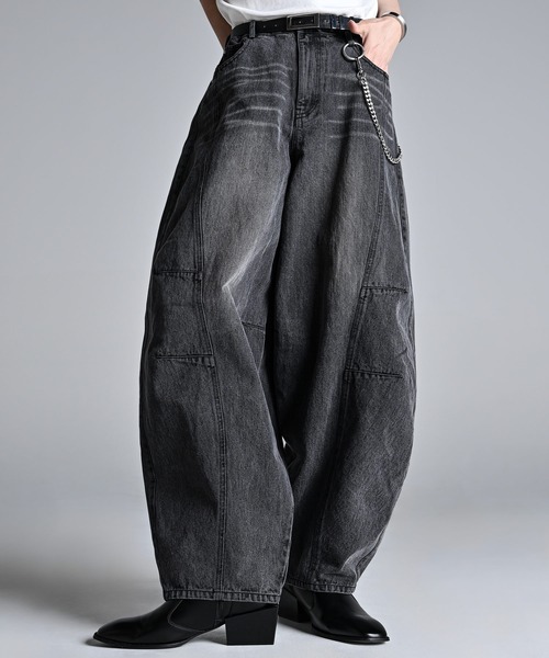 ADRER（アドラー）の「Super Wide Balloon Pants / スーパーワイド バルーンパンツ（デニムパンツ・メンズ・ブラック系1・S/XS/L/M）」の7枚目の写真