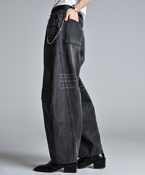 ADRER（アドラー）の「Super Wide Balloon Pants / スーパーワイド バルーンパンツ（デニムパンツ・メンズ・ブラック系1・S/XS/L/M）」の8枚目の写真