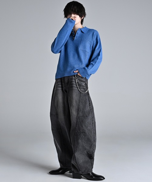ADRER（アドラー）の「Super Wide Balloon Pants / スーパーワイド バルーンパンツ（デニムパンツ・メンズ・ブラック系1・S/XS/L/M）」の11枚目の写真