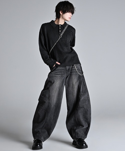 ADRER（アドラー）の「Super Wide Balloon Pants / スーパーワイド バルーンパンツ（デニムパンツ・メンズ・ブラック系1・S/XS/L/M）」の10枚目の写真