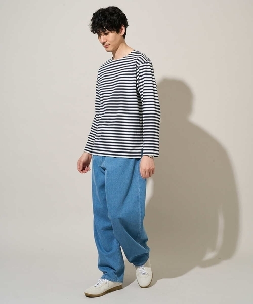 a.v.v（アーヴェヴェ）の「春のレイヤードコーデに欠かせない人気アイテム【洗濯機で洗える】ベーシックボーダー（Tシャツ/カットソー・メンズ・ネイビー・48/46）」の7枚目の写真