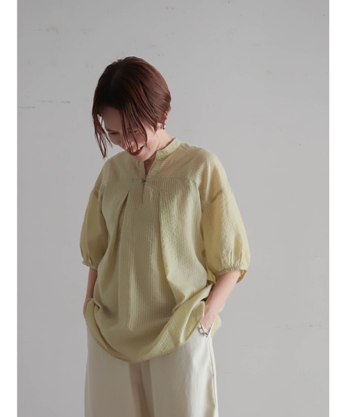 FIL DE FER(フィルデフェール)の「【予約】シアーストライプ スキッパーブラウス(シャツ/ブラウス・レディース・ホワイト/イエロー・FREE)」の15枚目の写真