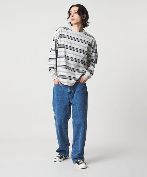 A DAY IN THE LIFE UNITED ARROWS(アデイインザライフユナイテッドアローズ)の「USAコットン ボーダー リラックスカットソー<A DAY IN THE LIFE>(Tシャツ/カットソー・メンズ・ライトグレー/ブラック・M/L)」の4枚目の写真