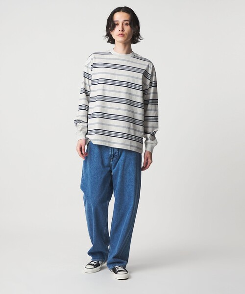 A DAY IN THE LIFE UNITED ARROWS(アデイインザライフユナイテッドアローズ)の「USAコットン ボーダー リラックスカットソー<A DAY IN THE LIFE>(Tシャツ/カットソー・メンズ・ライトグレー/ブラック・M/L)」の5枚目の写真