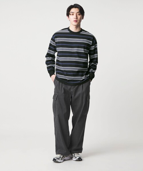 A DAY IN THE LIFE UNITED ARROWS(アデイインザライフユナイテッドアローズ)の「USAコットン ボーダー リラックスカットソー<A DAY IN THE LIFE>(Tシャツ/カットソー・メンズ・ライトグレー/ブラック・M/L)」の7枚目の写真
