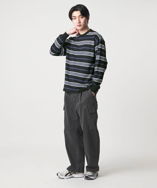 A DAY IN THE LIFE UNITED ARROWS(アデイインザライフユナイテッドアローズ)の「USAコットン ボーダー リラックスカットソー<A DAY IN THE LIFE>(Tシャツ/カットソー・メンズ・ライトグレー/ブラック・M/L)」の8枚目の写真