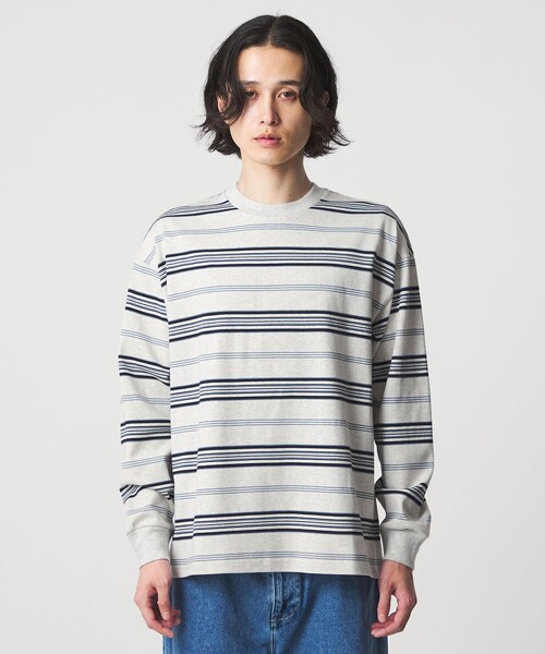 A DAY IN THE LIFE UNITED ARROWS(アデイインザライフユナイテッドアローズ)の「USAコットン ボーダー リラックスカットソー<A DAY IN THE LIFE>(Tシャツ/カットソー・メンズ・ライトグレー/ブラック・M/L)」の9枚目の写真