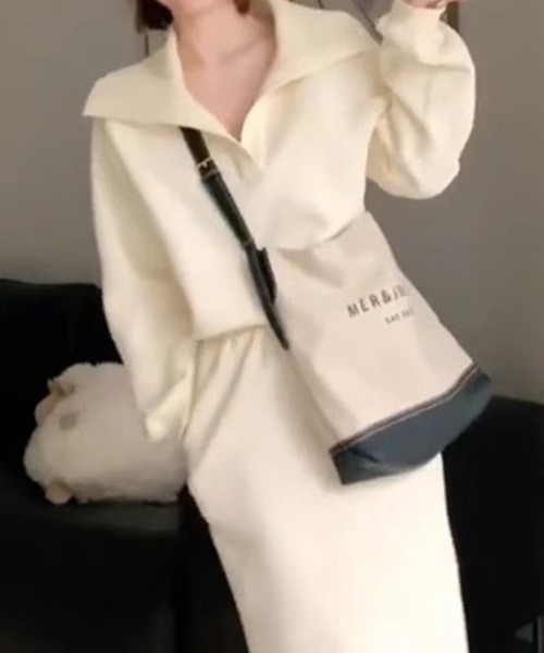 Flugge(フラッジー)の「オープンカラートップス×ロングスカートセットアップ(その他トップス・レディース・アイボリー・LARGE)」の2枚目の写真