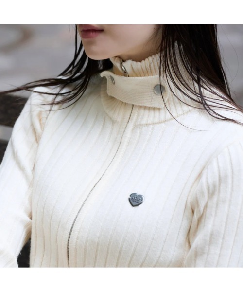 codegraphy（コードグラフィー）の「Drivers Neck Buttan Zip Knit（ニット/セーター・レディース・スカイブルー/White/Black・フリー）」の2枚目の写真