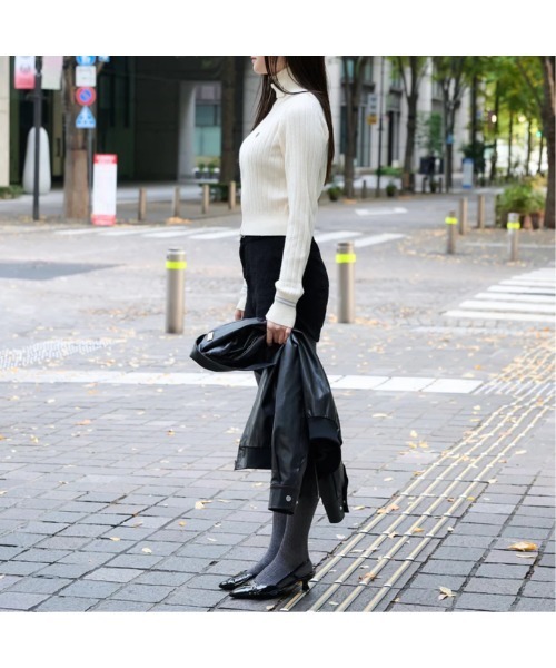 codegraphy（コードグラフィー）の「Drivers Neck Buttan Zip Knit（ニット/セーター・レディース・スカイブルー/White/Black・フリー）」の6枚目の写真