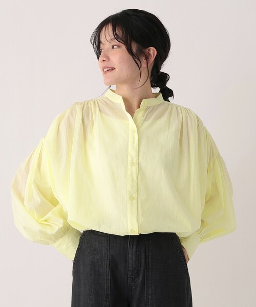 Afternoon Tea(アフタヌーンティー)の「インド綿ボイルバンドブラウス(シャツ/ブラウス・レディース・ライトブルー/イエロー/オフホワイト・MEDIUM)」の3枚目の写真