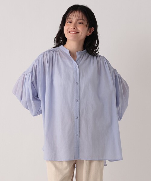 Afternoon Tea(アフタヌーンティー)の「インド綿ボイルバンドブラウス(シャツ/ブラウス・レディース・ライトブルー/イエロー/オフホワイト・MEDIUM)」の2枚目の写真