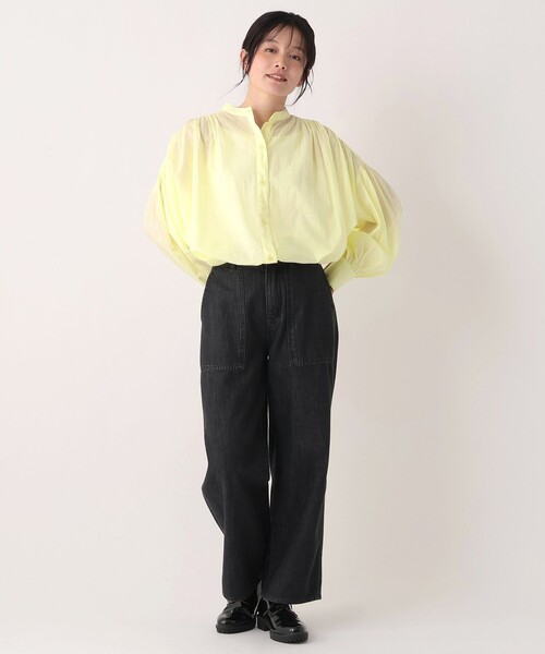 Afternoon Tea(アフタヌーンティー)の「インド綿ボイルバンドブラウス(シャツ/ブラウス・レディース・ライトブルー/イエロー/オフホワイト・MEDIUM)」の4枚目の写真