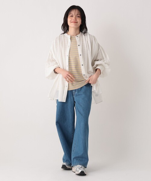 Afternoon Tea(アフタヌーンティー)の「インド綿ボイルバンドブラウス(シャツ/ブラウス・レディース・ライトブルー/イエロー/オフホワイト・MEDIUM)」の8枚目の写真