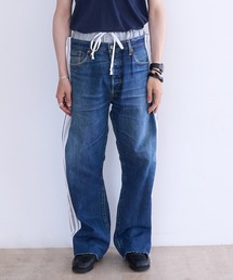 DISCOVERED "newsed" Docking Layered Track Denim Pants
