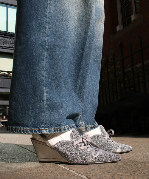 Scrap Book（スクラップブック）の「【MAISON MAVERICK PRESENTS】Knit Lace-Up Sneaker Wedges（パンプス・レディース・ベージュ/ブラック/シルバー・L/M）」の3枚目の写真