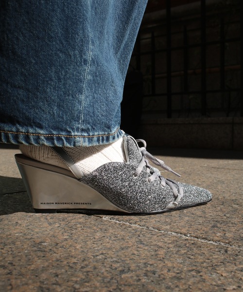Scrap Book（スクラップブック）の「【MAISON MAVERICK PRESENTS】Knit Lace-Up Sneaker Wedges（パンプス・レディース・ベージュ/ブラック/シルバー・L/M）」の8枚目の写真