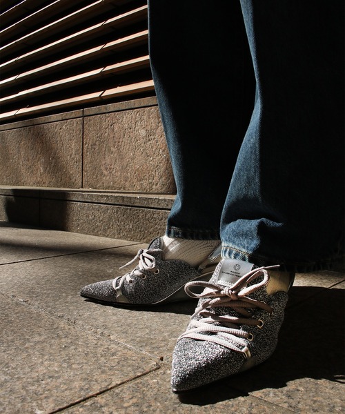 Scrap Book（スクラップブック）の「【MAISON MAVERICK PRESENTS】Knit Lace-Up Sneaker Wedges（パンプス・レディース・ベージュ/ブラック/シルバー・L/M）」の5枚目の写真