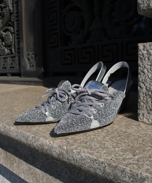 Scrap Book（スクラップブック）の「【MAISON MAVERICK PRESENTS】Knit Lace-Up Sneaker Wedges（パンプス・レディース・ベージュ/ブラック/シルバー・L/M）」の9枚目の写真