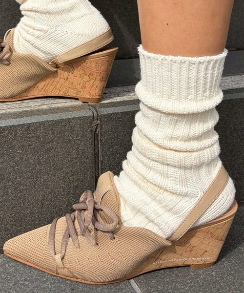 Scrap Book（スクラップブック）の「【MAISON MAVERICK PRESENTS】Knit Lace-Up Sneaker Wedges（パンプス・レディース・ベージュ/ブラック/シルバー・L/M）」の18枚目の写真