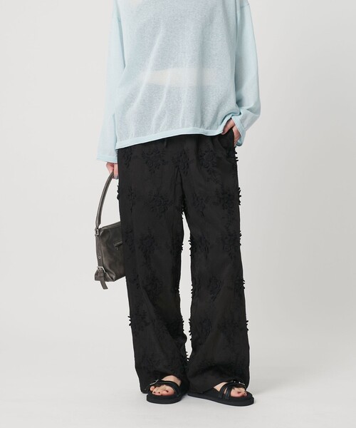 BEAUTY&YOUTH UNITED ARROWS（ビューティーアンドユースユナイテッドアローズ）の「セルロースナイロン エンブロイダリー イージーパンツ（その他パンツ・レディース・ブラック/オフホワイト・S/M）」の7枚目の写真