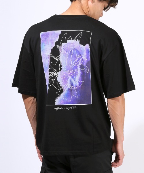 LUXSTYLE(ラグスタイル)の「フラワーバックプリントTシャツ(Tシャツ/カットソー・メンズ・ホワイト系その他/ホワイト/ホワイト系その他2/ブラック系その他/ブラック系その他2/ブラック・M/L)」の5枚目の写真