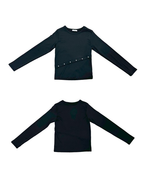 MATU:TA(マトゥータ)の「リップルフォームTシャツ/【ウェストデザインロンT】裏起毛 ハトメ スタッズ シンプル ストリート ウェストデザイン ブラック ホワイト グレー チャコールグレー(Tシャツ/カットソー・レディース・グレー/ホワイト/チャコール/ブラック・FREE)」の16枚目の写真