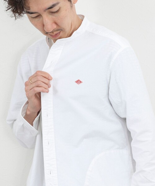 DANTON（ダントン）の「【DANTON】オックスフォード バンドカラーシャツ 長袖 26SS（DT-B0280SOX）（シャツ/ブラウス・メンズ・キナリ/ブルー/ホワイト・38/40/42/44）」の4枚目の写真