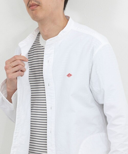 DANTON（ダントン）の「【DANTON】オックスフォード バンドカラーシャツ 長袖 26SS（DT-B0280SOX）（シャツ/ブラウス・メンズ・キナリ/ブルー/ホワイト・38/40/42/44）」の5枚目の写真