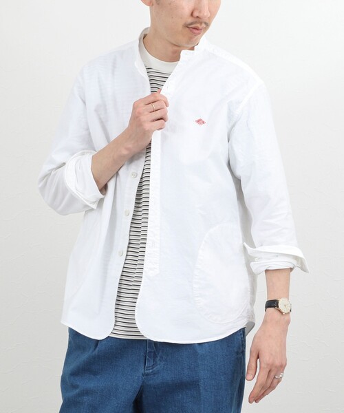 DANTON（ダントン）の「【DANTON】オックスフォード バンドカラーシャツ 長袖 26SS（DT-B0280SOX）（シャツ/ブラウス・メンズ・キナリ/ブルー/ホワイト・38/40/42/44）」の6枚目の写真
