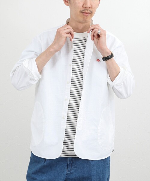 DANTON（ダントン）の「【DANTON】オックスフォード バンドカラーシャツ 長袖 26SS（DT-B0280SOX）（シャツ/ブラウス・メンズ・キナリ/ブルー/ホワイト・38/40/42/44）」の7枚目の写真