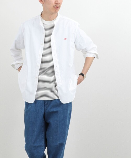 DANTON（ダントン）の「【DANTON】オックスフォード バンドカラーシャツ 長袖 26SS（DT-B0280SOX）（シャツ/ブラウス・メンズ・キナリ/ブルー/ホワイト・38/40/42/44）」の8枚目の写真