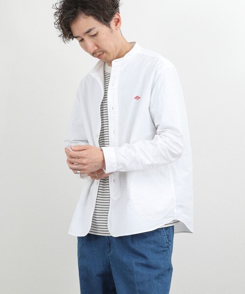 DANTON（ダントン）の「【DANTON】オックスフォード バンドカラーシャツ 長袖 26SS（DT-B0280SOX）（シャツ/ブラウス・メンズ・キナリ/ブルー/ホワイト・38/40/42/44）」の9枚目の写真