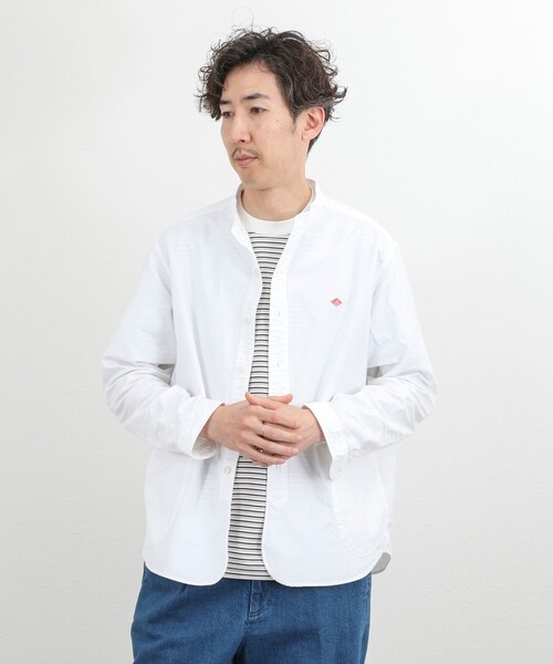 DANTON（ダントン）の「【DANTON】オックスフォード バンドカラーシャツ 長袖 26SS（DT-B0280SOX）（シャツ/ブラウス・メンズ・キナリ/ブルー/ホワイト・38/40/42/44）」の10枚目の写真