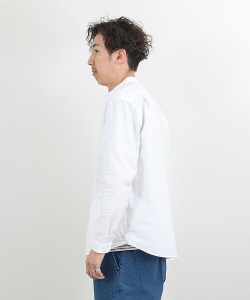 DANTON（ダントン）の「【DANTON】オックスフォード バンドカラーシャツ 長袖 26SS（DT-B0280SOX）（シャツ/ブラウス・メンズ・キナリ/ブルー/ホワイト・38/40/42/44）」の11枚目の写真