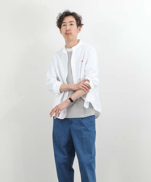 DANTON（ダントン）の「【DANTON】オックスフォード バンドカラーシャツ 長袖 26SS（DT-B0280SOX）（シャツ/ブラウス・メンズ・キナリ/ブルー/ホワイト・38/40/42/44）」の13枚目の写真