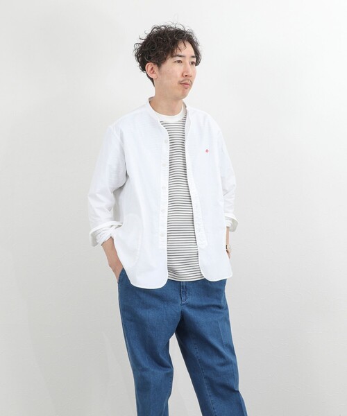 DANTON（ダントン）の「【DANTON】オックスフォード バンドカラーシャツ 長袖 26SS（DT-B0280SOX）（シャツ/ブラウス・メンズ・キナリ/ブルー/ホワイト・38/40/42/44）」の14枚目の写真