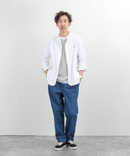 DANTON（ダントン）の「【DANTON】オックスフォード バンドカラーシャツ 長袖 26SS（DT-B0280SOX）（シャツ/ブラウス・メンズ・キナリ/ブルー/ホワイト・38/40/42/44）」の15枚目の写真