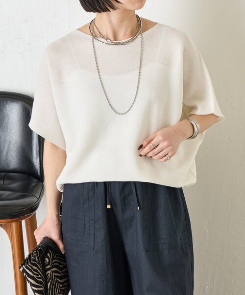 Jena espace merveilleux(ジェナ エスパスメルヴェイユ)の「ホールガーメントアシメKN(ニット/セーター・レディース・ブラック/パープル/オフホワイト・FREE)」の12枚目の写真