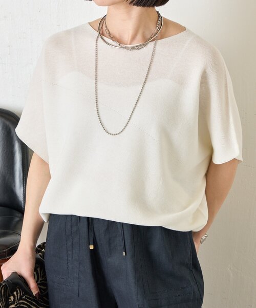 Jena espace merveilleux(ジェナ エスパスメルヴェイユ)の「ホールガーメントアシメKN(ニット/セーター・レディース・ブラック/パープル/オフホワイト・FREE)」の13枚目の写真