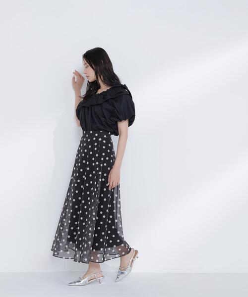 NATURAL BEAUTY BASIC(ナチュラルビューティーベーシック)の「◇メッシュドットフレアスカート(スカート・レディース・ホワイト系その他/ブラック系その他・MEDIUM/P/S)」の5枚目の写真