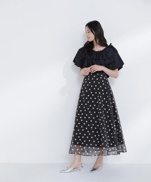 NATURAL BEAUTY BASIC(ナチュラルビューティーベーシック)の「◇メッシュドットフレアスカート(スカート・レディース・ホワイト系その他/ブラック系その他・MEDIUM/P/S)」の6枚目の写真