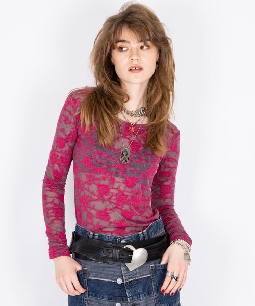 最終お値下げ TYPE LOGO柄ジャカード チビTシャツ HYSTERIC ROSE柄ジャカード チビTシャツ（Tシャツ/カットソー