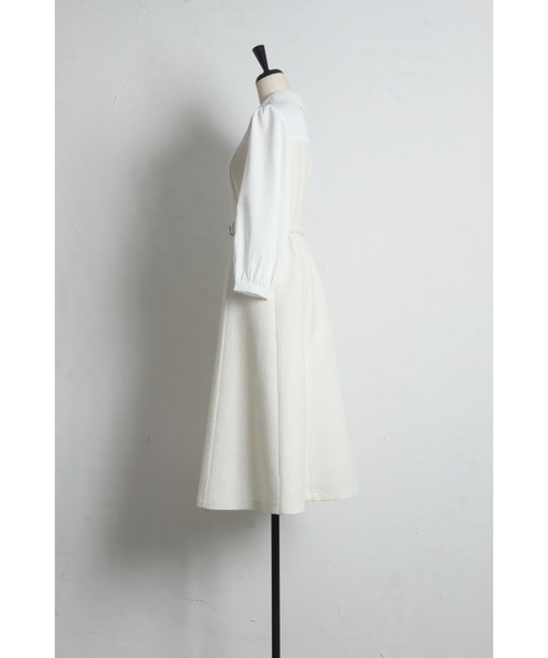 tocco closet(トッコ クローゼット)の「フラワーレース襟付きツイードドッキングワンピース(ワンピース・レディース・グレー/オフホワイト・M)」の21枚目の写真