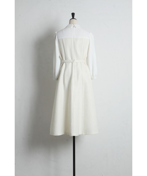tocco closet(トッコ クローゼット)の「フラワーレース襟付きツイードドッキングワンピース(ワンピース・レディース・グレー/オフホワイト・M)」の22枚目の写真