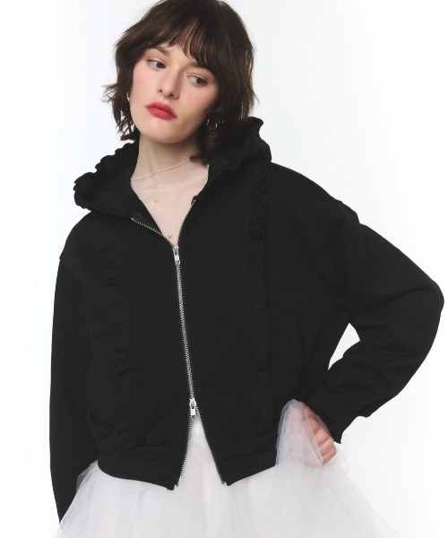 ROSY FRILL LOGO HOODIE (CROPPEDSIZE)（ロージー フリル ロゴ