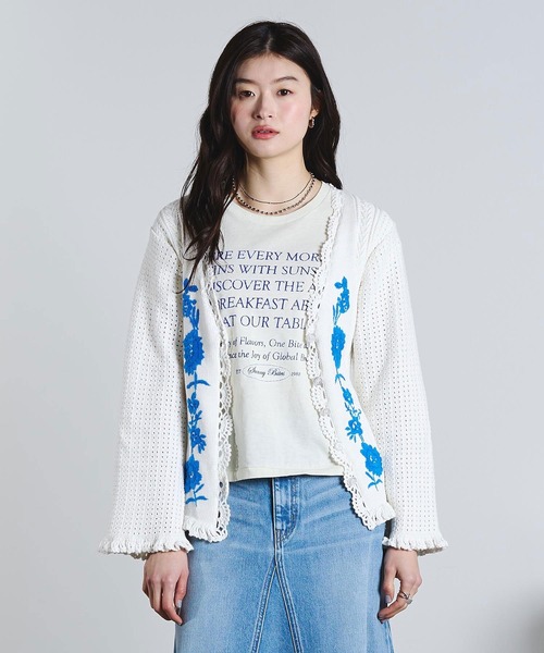 ROSE BUD（ローズバッド）の「(mag.by c)FLOWER EMBROIDERY KNIT CARDIGAN（カーディガン/ボレロ・レディース・ホワイト/ブラック・ONE SIZE）」の19枚目の写真