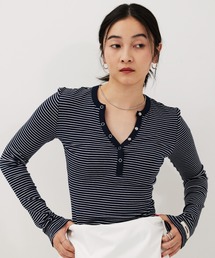 HANNE（アン）の「スナップボタンヘンリーネックロンTEE（Tシャツ/カットソー）」