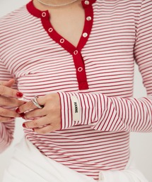 HANNE（アン）の「スナップボタンヘンリーネックロンTEE（Tシャツ/カットソー）」